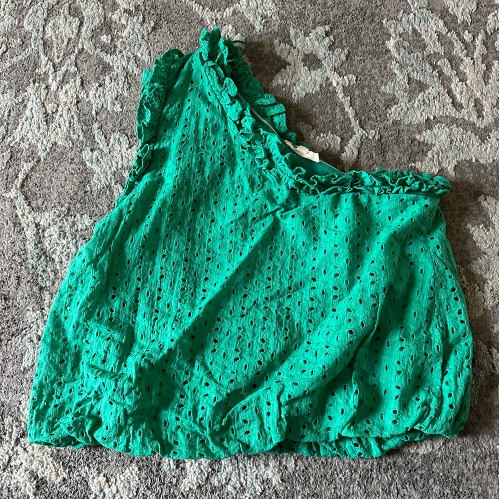 One Shoulder Eyelet Blouse